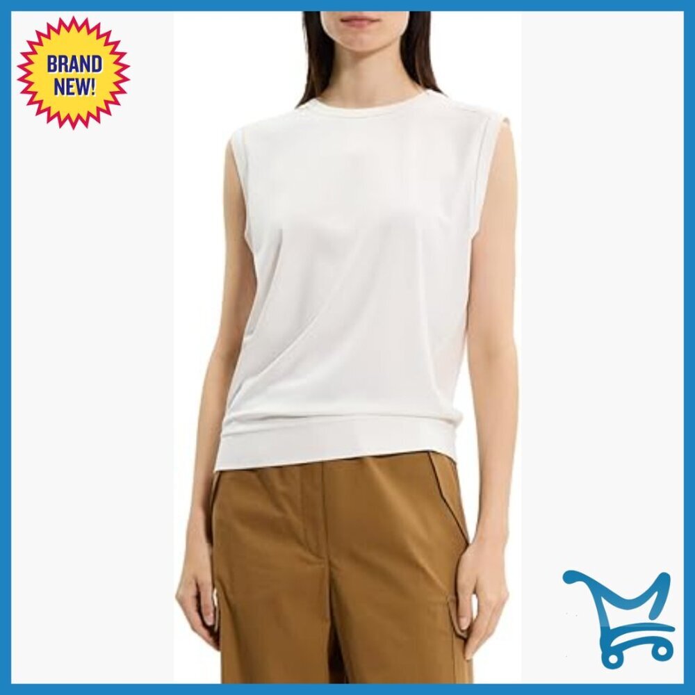 Sleeveless Collared Top with Fagotting Details, Boxy Relaxed Fit